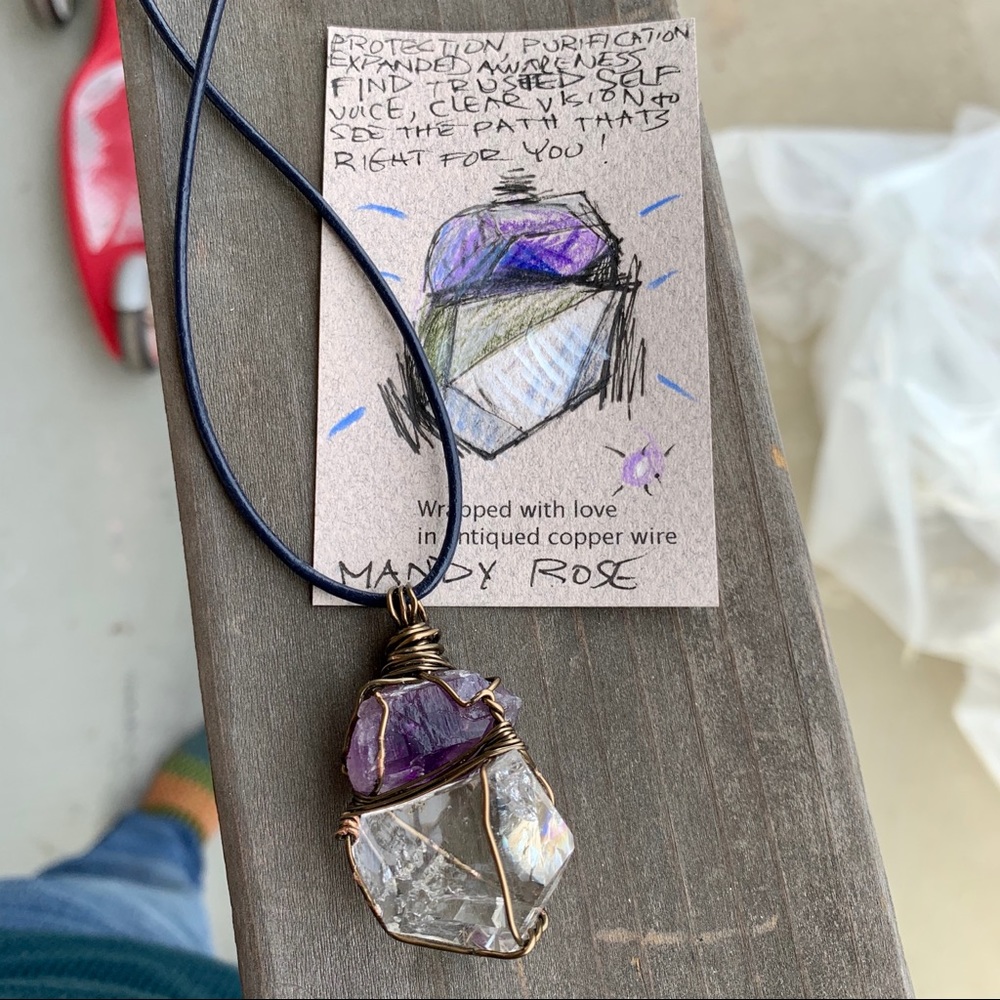 Amethyst, & Herkimer Diamond Pendant - Picture 6 of 13
